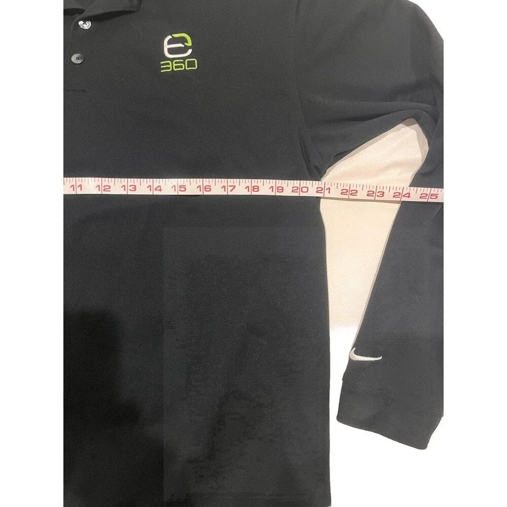 Nike Men’s Long Sleeve Black Performance Polo Shirt Sz Large 100% Polyester